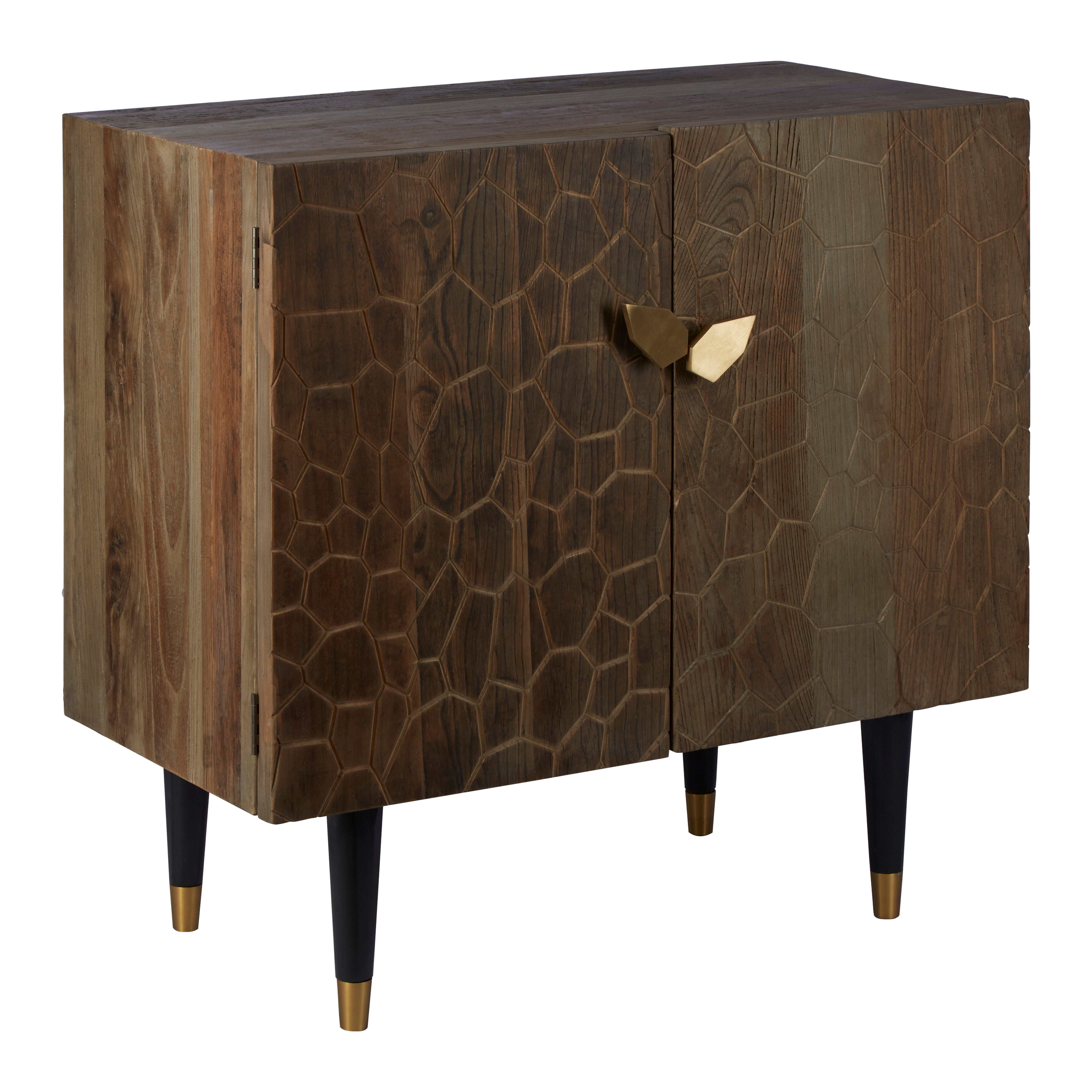 Cobre Natural Elm Wood Geometric Sideboard